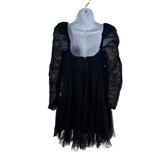 Moon River NEW Black Tulle Long Sleeve Sweetheart Party Mini Dress Size M - Picture 7 of 10